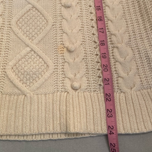 J Crew Sweater  Azra Natural Pom Pom Size L Crew Neck Lamb Wool - Picture 9 of 10